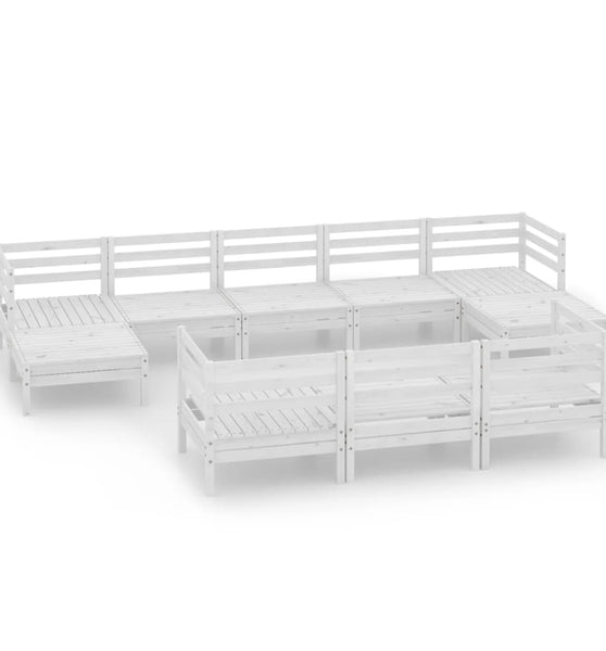 10-tlg. Garten-Lounge-Set Weiß Massivholz Kiefer