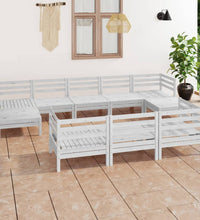 10-tlg. Garten-Lounge-Set Weiß Massivholz Kiefer