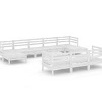 11-tlg. Garten-Lounge-Set Weiß Massivholz Kiefer