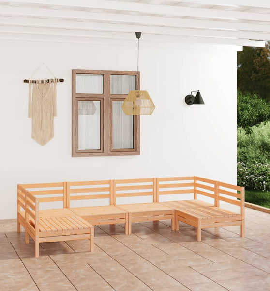 6-tlg. Garten-Lounge-Set Massivholz Kiefer