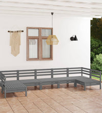 7-tlg. Garten-Lounge-Set Grau Massivholz Kiefer