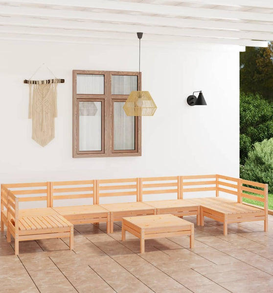 8-tlg. Garten-Lounge-Set Massivholz Kiefer