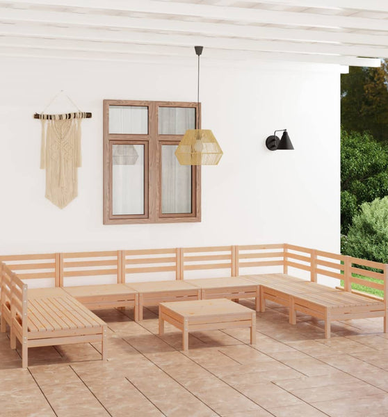 10-tlg. Garten-Lounge-Set Massivholz Kiefer