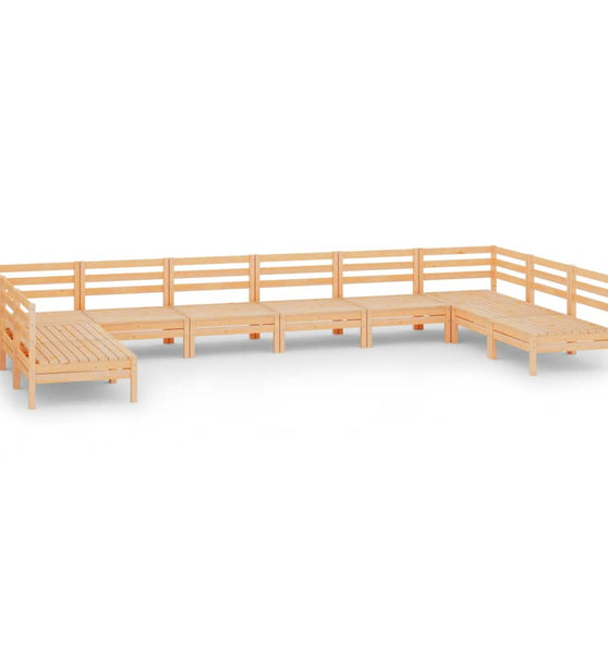 10-tlg. Garten-Lounge-Set Massivholz Kiefer