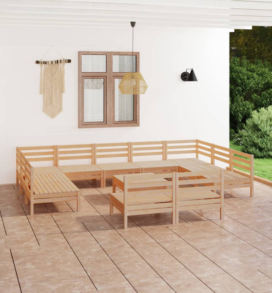 12-tlg. Garten-Lounge-Set Massivholz Kiefer