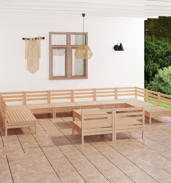 13-tlg. Garten-Lounge-Set Massivholz Kiefer