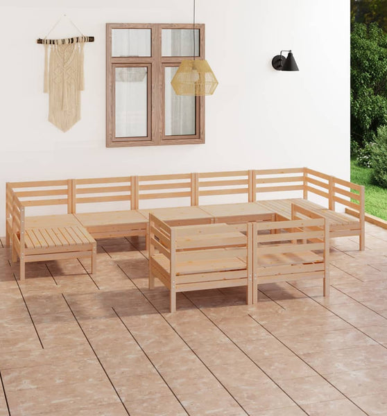 10-tlg. Garten-Lounge-Set Massivholz Kiefer