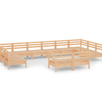 12-tlg. Garten-Lounge-Set Massivholz Kiefer
