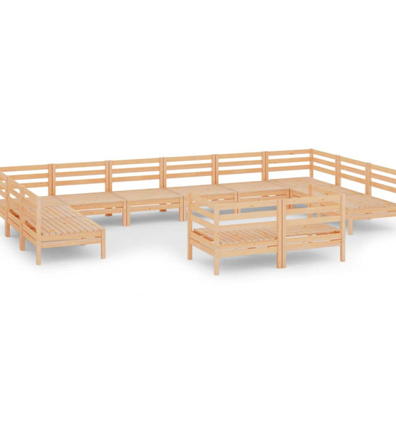 12-tlg. Garten-Lounge-Set Massivholz Kiefer