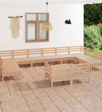 12-tlg. Garten-Lounge-Set Massivholz Kiefer