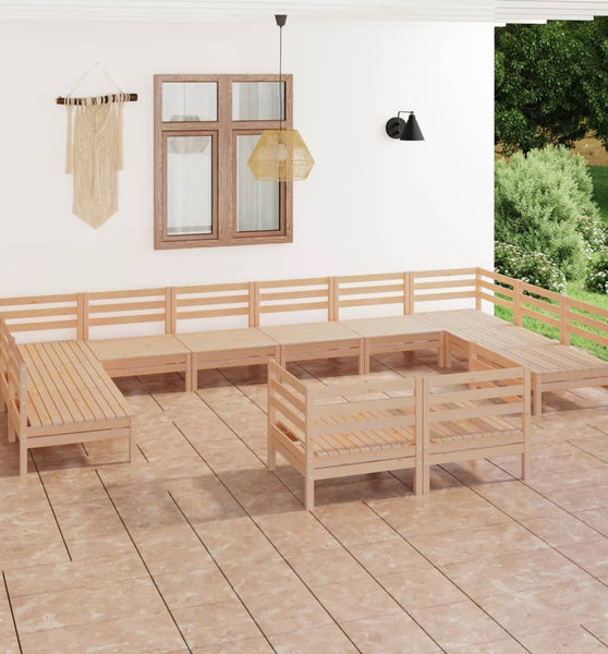 12-tlg. Garten-Lounge-Set Massivholz Kiefer