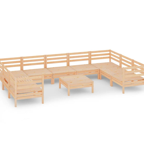 10-tlg. Garten-Lounge-Set Massivholz Kiefer