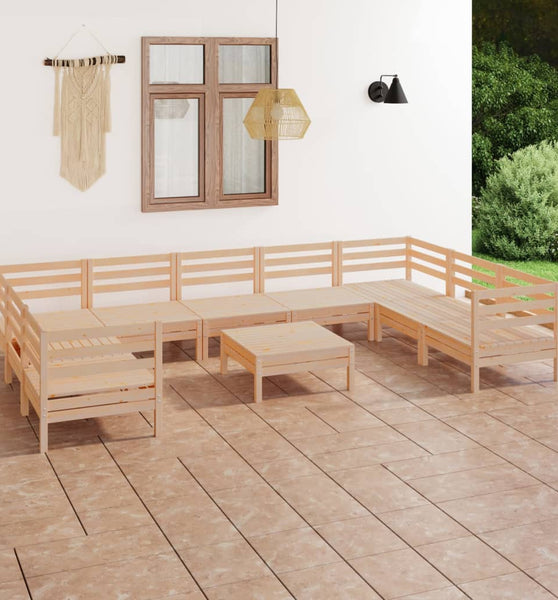 10-tlg. Garten-Lounge-Set Massivholz Kiefer