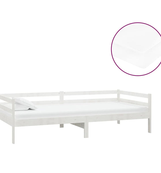 Tagesbett mit Matratze 90x200 cm Weiß Kiefer Massivholz