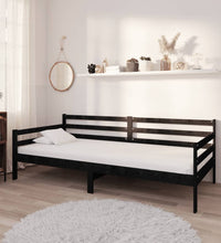 Tagesbett mit Matratze 90x200 cm Schwarz Kiefer Massivholz