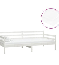Tagesbett mit Matratze 90x200 cm Weiß Kiefer Massivholz