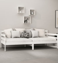 Tagesbett mit Matratze 90x200 cm Weiß Kiefer Massivholz