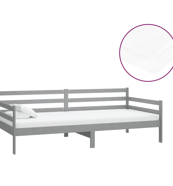 Tagesbett mit Matratze 90x200 cm Grau Kiefer Massivholz