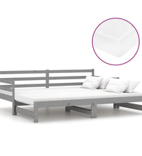 Ausziehbares Tagesbett 2x(90x200) cm Grau Massivholz Kiefer