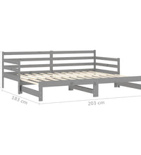 Ausziehbares Tagesbett 2x(90x200) cm Grau Massivholz Kiefer