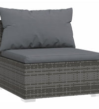 3-Sitzer-Sofa mit Kissen Grau Poly Rattan