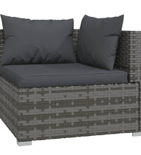 3-Sitzer-Sofa mit Kissen Grau Poly Rattan