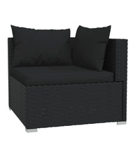 4-tlg. Garten-Lounge-Set mit Auflagen Schwarz Poly Rattan