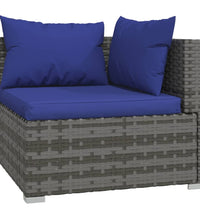 4-tlg. Garten-Lounge-Set mit Kissen Grau Poly Rattan