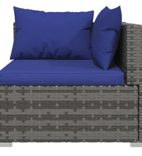 4-tlg. Garten-Lounge-Set mit Kissen Grau Poly Rattan