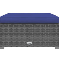 4-tlg. Garten-Lounge-Set mit Kissen Grau Poly Rattan