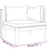 6-tlg. Garten-Lounge-Set mit Auflage Massivholz Akazie