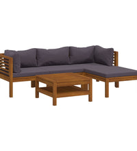 5-tlg. Garten-Lounge-Set mit Auflage Massivholz Akazie