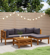 5-tlg. Garten-Lounge-Set mit Auflage Massivholz Akazie