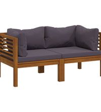 2-Sitzer-Gartensofa mit Kissen Massivholz Akazie