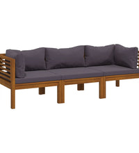 3-Sitzer-Gartensofa mit Auflage Akazie Massivholz