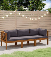 3-Sitzer-Gartensofa mit Auflage Akazie Massivholz