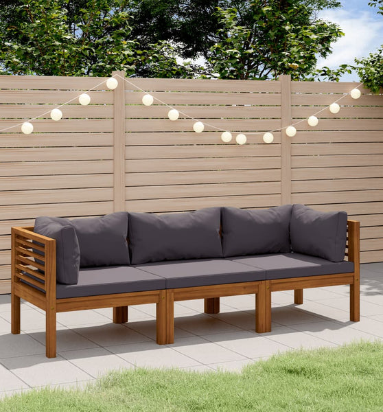 3-Sitzer-Gartensofa mit Auflage Akazie Massivholz