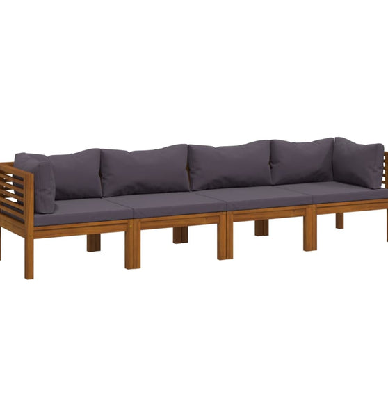 4-Sitzer-Gartensofa mit Kissen Massivholz Akazie