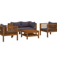 5-tlg. Garten-Lounge-Set mit Auflage Massivholz Akazie