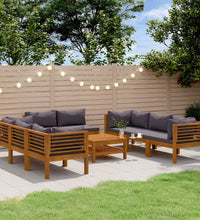 9-tlg. Garten-Lounge-Set mit Kissen Massivholz Akazie