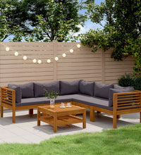 6-tlg. Garten-Lounge-Set mit Auflage Massivholz Akazie