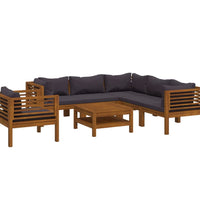 7-tlg. Garten-Lounge-Set mit Auflage Massivholz Akazie