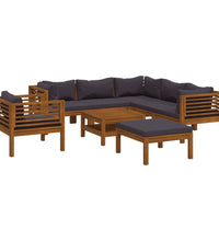 8-tlg. Garten-Lounge-Set mit Auflage Massivholz Akazie