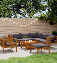 8-tlg. Garten-Lounge-Set mit Auflage Massivholz Akazie