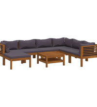 8-tlg. Garten-Lounge-Set mit Auflage Massivholz Akazie