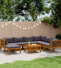 8-tlg. Garten-Lounge-Set mit Auflage Massivholz Akazie