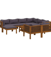 10-tlg. Garten-Lounge-Set mit Auflage Massivholz Akazie