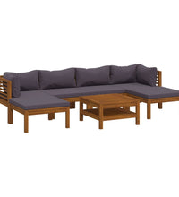 7-tlg. Garten-Lounge-Set mit Auflage Massivholz Akazie