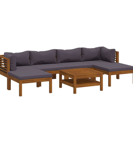 7-tlg. Garten-Lounge-Set mit Auflage Massivholz Akazie
