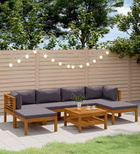 7-tlg. Garten-Lounge-Set mit Auflage Massivholz Akazie